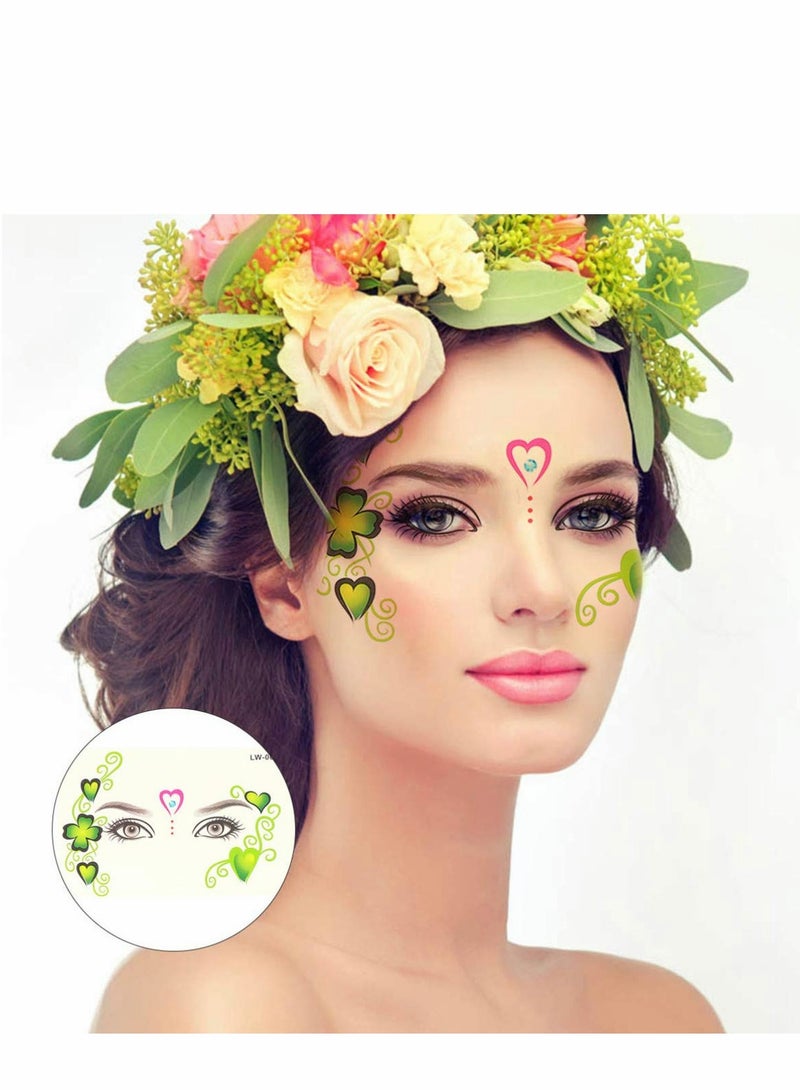 8 وشوم وجه مؤقتة مقاومة للماء - 8 عبوة ملصقات مكياج للحفلات والمهرجانات والعروض المسرحية - Image 3