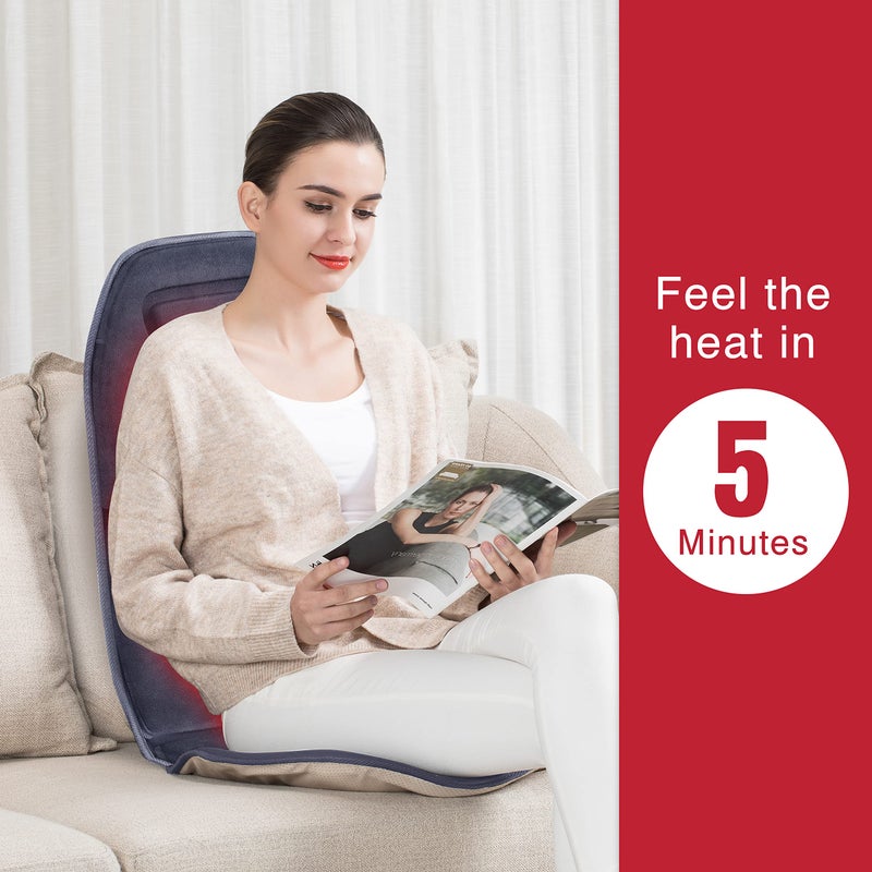 COMFIER مدلك ظهر كومفير مع حرارة، 10 محركات اهتزاز لمقعد المدلك، وسادة تدليك للكرسي، وسادة كرسي مدفأة، دافئ للكرسي، هدايا لكبار السن، الأم، الأب (رمادي) - Image 4