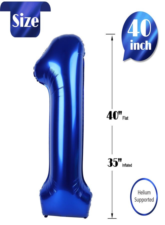 IWERP Night Blue Number 1 Balloon 40 Inch, 1st Birthday Balloon for Baby Boy Girl Toddler First Birthday Decorations, Shiny Night Blue Party Supplies - Image 5