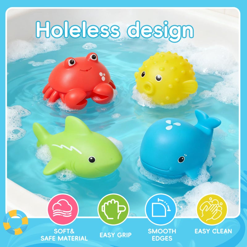 AMCHSURI Baby Bath Toys for Kids Ages 1-3, 16PCS | Easy Clean Mold Free Bath Toys Toddlers 2-4 | Bathtub Pool Water Table Toys for Babies & Toddlers | Bath Boats Spoons Bucket Watering Can Tub Toy for Toddlers - Image 5