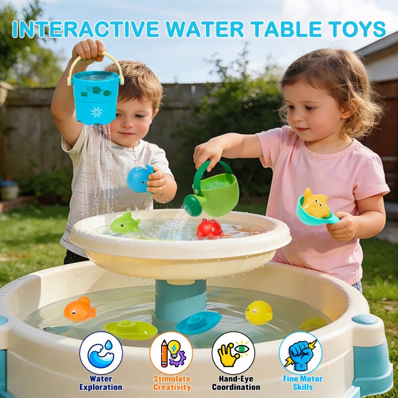 AMCHSURI Baby Bath Toys for Kids Ages 1-3, 16PCS | Easy Clean Mold Free Bath Toys Toddlers 2-4 | Bathtub Pool Water Table Toys for Babies & Toddlers | Bath Boats Spoons Bucket Watering Can Tub Toy for Toddlers - Image 3