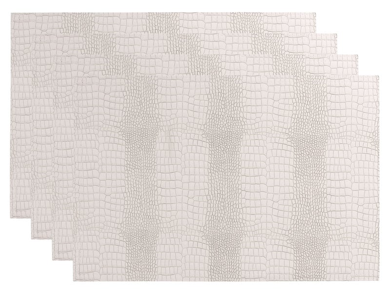 Waterproof PU Placemats Faux Leather Hardboard Place Mats Set of 4 Table Mats Easy to Clean Heat  Stain Resistant for Office Conference Table Dining Home Decor White