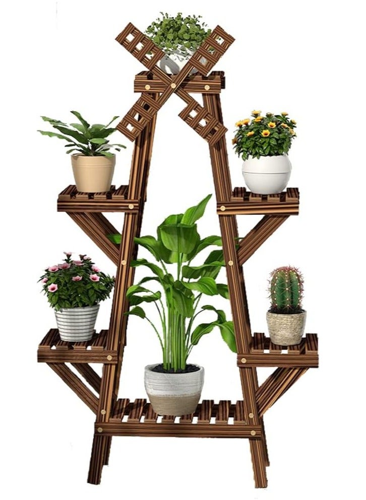 DubaiGallery Large Triangular Wood Plant Stand Indoor Flower Pot Holder Shelf Corner Display Rack Organizer Shelves  - Image 2