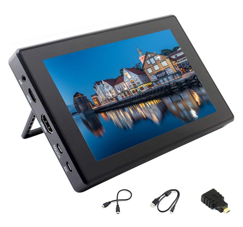 Ingcool Ingcool 7inch HDMI LCD with Case for Raspberry Pi Capacitive Touchscreen 1024×600 IPS Display Screen Monitor Compatible with Raspberry Pi 4B/3B+/3B/Zero/Jetson Nano Support Windows 10/8.1/8/7  - Image 1