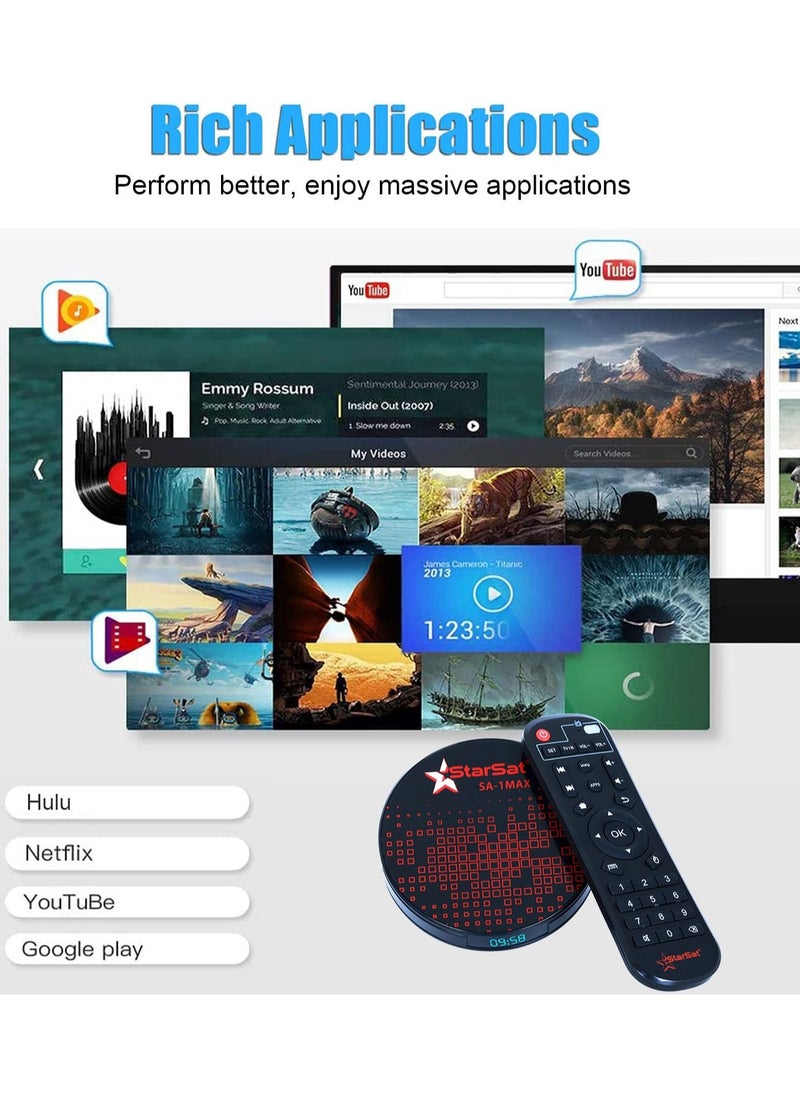StarSat - StarSat SA-1Max 4K Smart TV Box Android 11.0 4GB 32GB Dual-Band WiFi BT USB LAN Media Box Black Red - Image 1