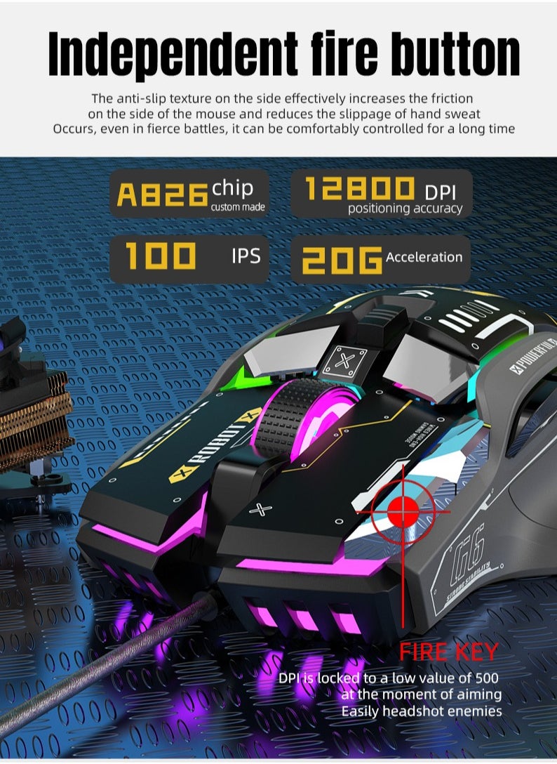 HXSJ - G6 Wired Gaming Mouse Macro Programming  RGB Light Mechanical Mice - Image 1