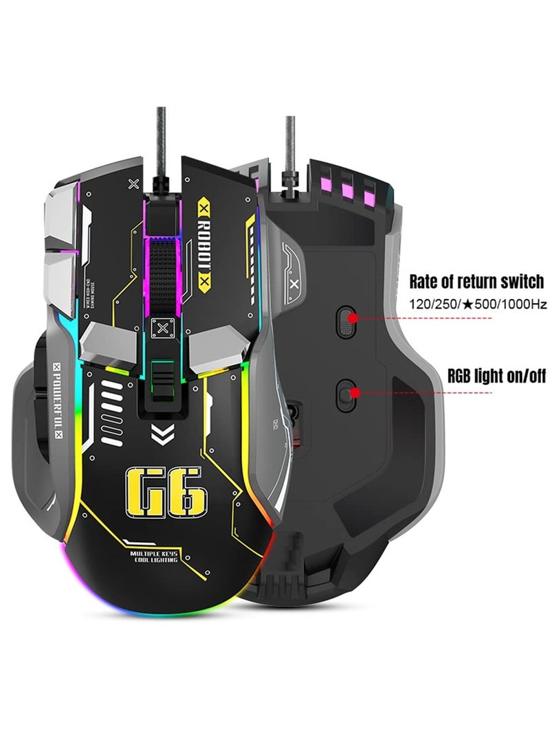 HXSJ - G6 Wired Gaming Mouse Macro Programming  RGB Light Mechanical Mice - Image 1