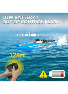 VOLANTEXRC Remote Control Boats For Pools And Lakes 20+Mph Atomicxs High Speed Rc Boat For Kids Or Adults Toy Boat Gifts With 2 Batteries & Reverse Function (795-5 Blue)  - Image 4