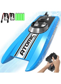 VOLANTEXRC Remote Control Boats For Pools And Lakes 20+Mph Atomicxs High Speed Rc Boat For Kids Or Adults Toy Boat Gifts With 2 Batteries & Reverse Function (795-5 Blue)  - Image 1