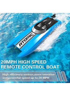 VOLANTEXRC Remote Control Boats For Pools And Lakes 20+Mph Atomicxs High Speed Rc Boat For Kids Or Adults Toy Boat Gifts With 2 Batteries & Reverse Function (795-5 Blue)  - Image 2