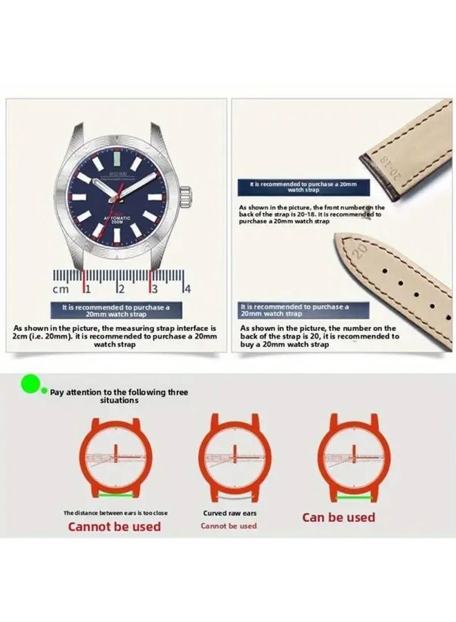 Litchi Pattern Watch Band 20mm Black Replacement Strap For Men And Women - Image 4