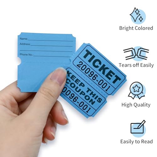 L LIKED Raffle Tickets Double Rolls 1000 Per Roll 50/50 Raffle Tickets for Events,Carnivals, Entry, Class Reward, Prizes(Blue) - Image 3