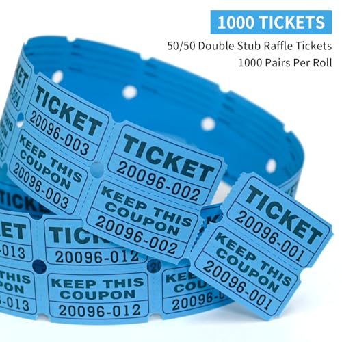 L LIKED Raffle Tickets Double Rolls 1000 Per Roll 50/50 Raffle Tickets for Events,Carnivals, Entry, Class Reward, Prizes(Blue) - Image 4