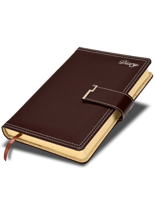 FIS 2027 Diary, A5 Size Diary(148x210mm), Bonded Leather Materials, 2 Side Padded Sewn Jacket, Round Corners, Magnetic Lock, English, 70gsm Italian Ivory Paper, Burgundy Color-FSDI86E27D04 - Image 1