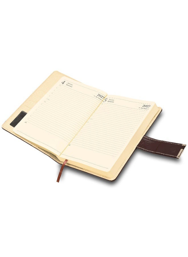 FIS 2027 Diary, A5 Size Diary(148x210mm), Bonded Leather Materials, 2 Side Padded Sewn Jacket, Round Corners, Magnetic Lock, English, 70gsm Italian Ivory Paper, Burgundy Color-FSDI86E27D04 - Image 2