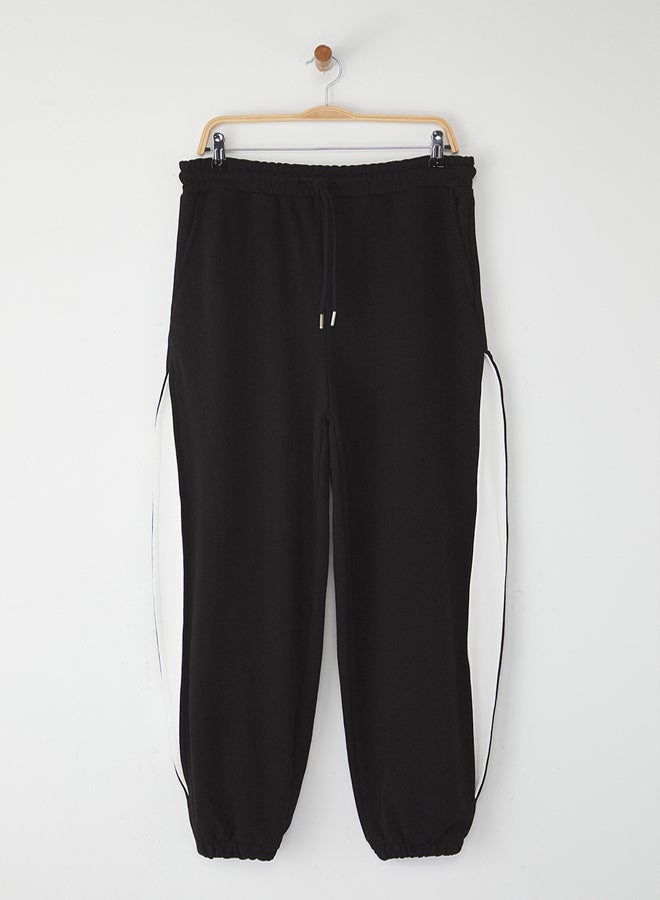 trendyol Black Unisex Oversize/Wide Cut Panel Detailed Sweatpants - Image 5