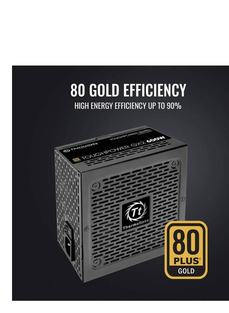 Thermaltake Toughpower GX2 80+ Gold 600W SLI/Crossfire Ready Continuous Power ATX 12V V2.4/EPS V2.92 Non Modular Power Supply 5 Year Warranty PS-TPD-0600NNFAGU-2 - Image 2