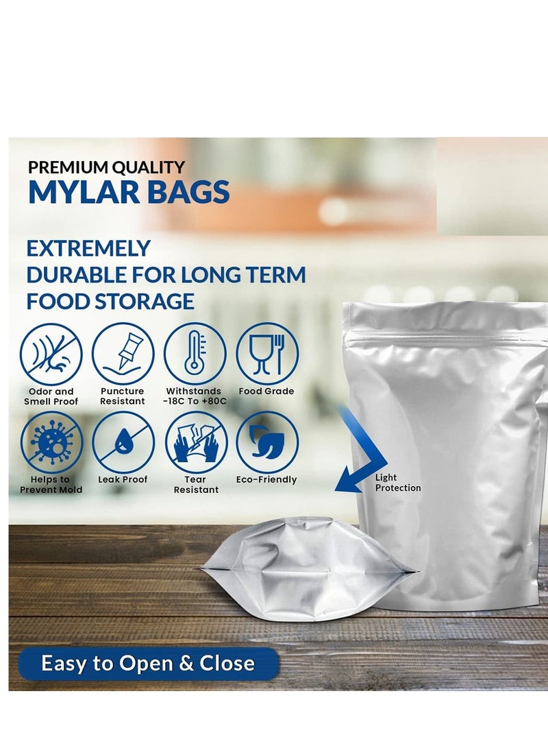 Y&D Mylar Bags For Food Storage, 25PCS 9.4 Mil Thick Vacuum Resealable Ziplock Pouches, Long Term Large Sealing Bag Refrigerator Preservation Eco-Friendly for Kitchen Camping Hiking Storage  - Image 2