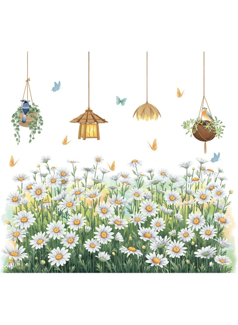 Small Daisy Decorative Chandelier Children'S Room Bedroom Background Removable Wall Sticker - Image 1