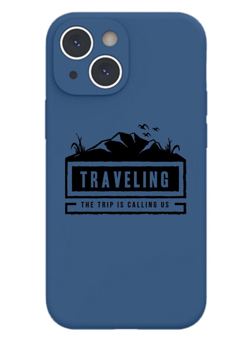 Theodor Protective Slim Fit Case Liquid Silicone Cover with Full Body Protection Anti-Scratch Shockproof Case For iPhone 15 Plus Blue  - Treat people with kindness white - Image 1