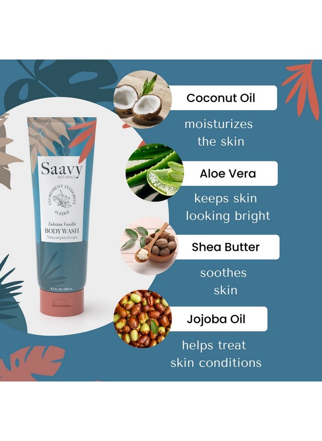 Saavy Naturals Tahitian Vanilla Body Wash, Moisturizing Shower Gel For Men & Women, Vegan Formula With Coconut Oil, Shea Butter, And Aloe Vera - 8.5 Fl Oz, 2 Pack Made In The Usa  - Image 2