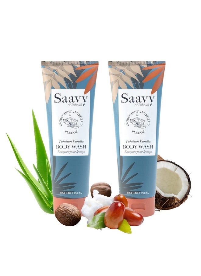 Saavy Naturals Tahitian Vanilla Body Wash, Moisturizing Shower Gel For Men & Women, Vegan Formula With Coconut Oil, Shea Butter, And Aloe Vera - 8.5 Fl Oz, 2 Pack Made In The Usa  - Image 1
