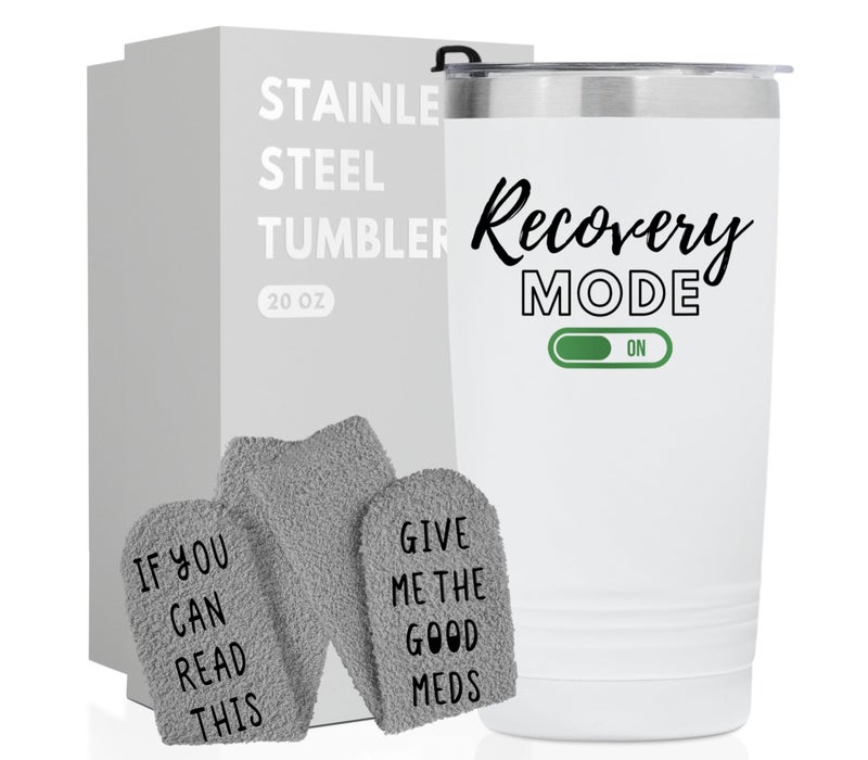 Onebttl Funny Get Well Soon Gifts for Women Men 20oz Hospital Mug Surgery Recovery Gifts for Chemo Patients Comes With Socks Saying If You Can Read This Bring Me
