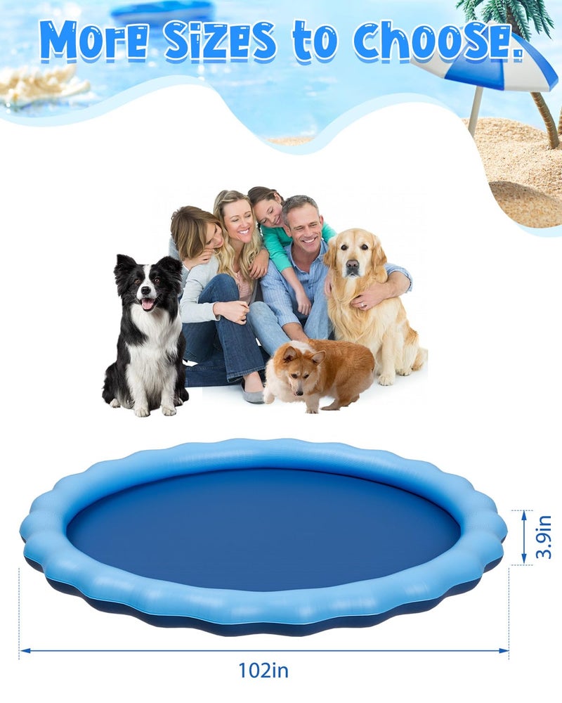 YSJILIDE Splash Pad for Kids and Dog  Non-Slip Large Sprinkler Splash Play Mat  120"" Sprinkler Pool for Outside Backyard Dog Pool - Image 3