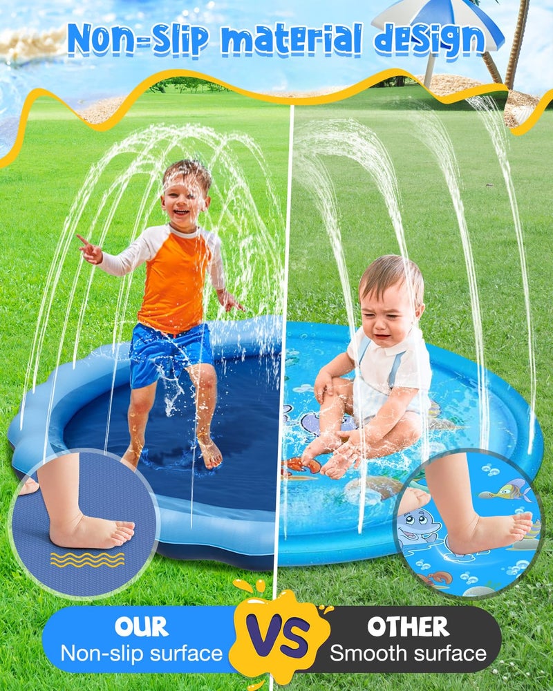 YSJILIDE Splash Pad for Kids and Dog  Non-Slip Large Sprinkler Splash Play Mat  120"" Sprinkler Pool for Outside Backyard Dog Pool - Image 5