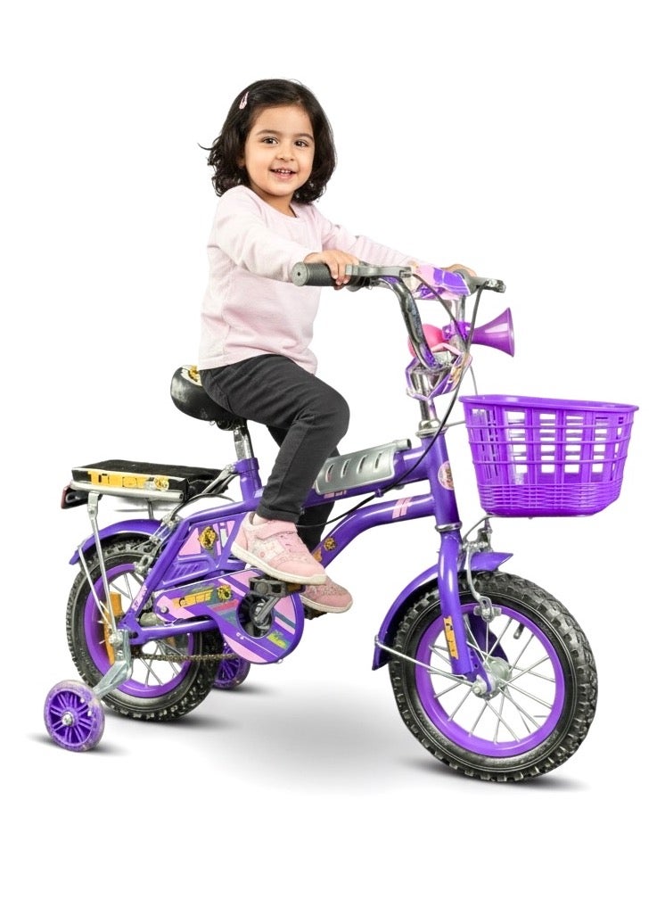 تايجر دراجة أطفال تايجر 12 بوصة مع سلة أمامية وكرسي خلفي – مناسبة للأعمار 2 إلى 5 سنوات - Image 1