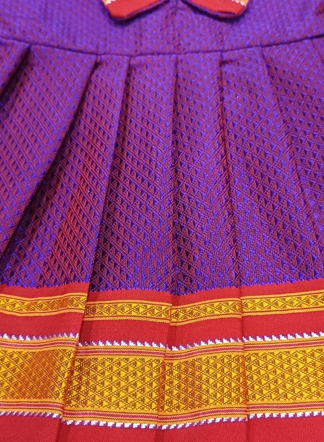LUSTER Girls Khan Knee Length Frock Balloon Sleeve (Age 6M to 5Y) (6-12 Months, Purple) Maharashtrian Traditional Pure Material Khan - Image 3