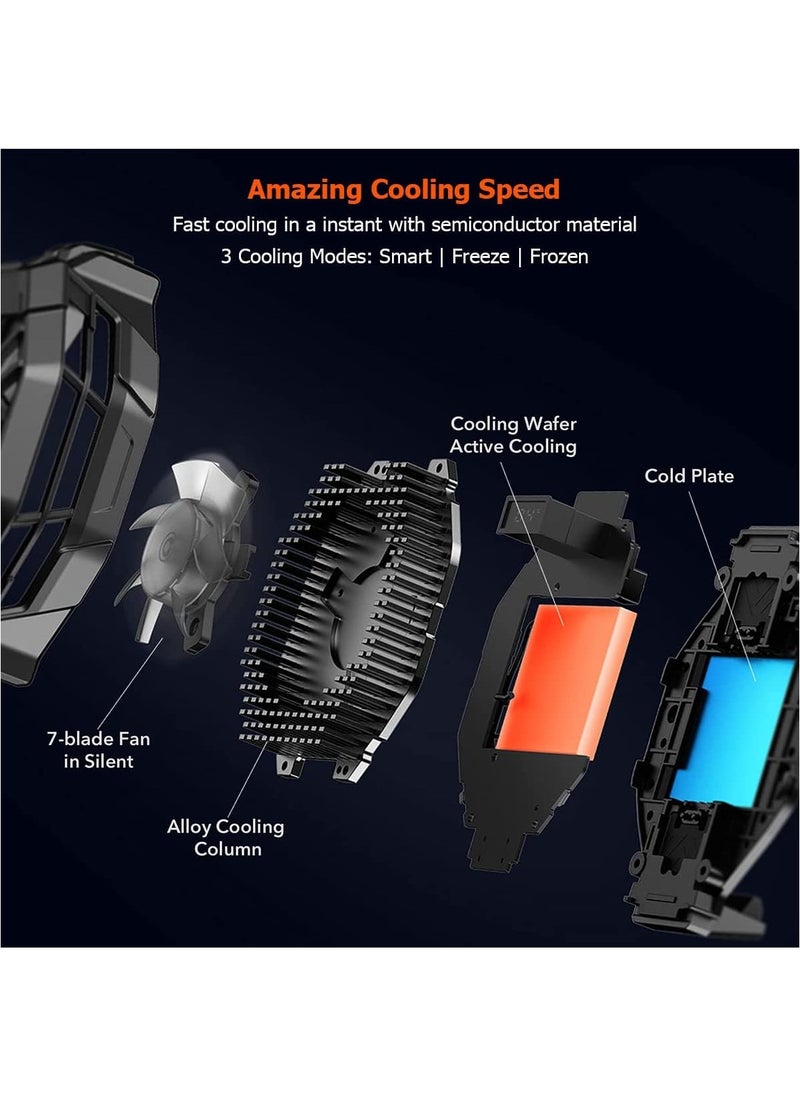 BlackShark Phone Cooler, Black Shark Cell Phone Coolers Semiconductor with RGB&Time Display for iPhone Cooler for Gaming & Video Streaming & VLOG Mobile Cooling Fan for iPhone&Android Phone Black - 2Pro (Wired)  - Image 3