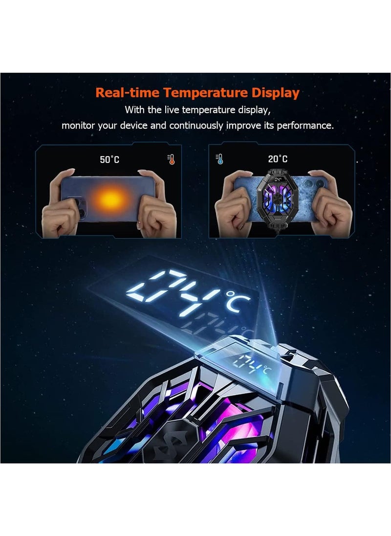 BlackShark Phone Cooler, Black Shark Cell Phone Coolers Semiconductor with RGB&Time Display for iPhone Cooler for Gaming & Video Streaming & VLOG Mobile Cooling Fan for iPhone&Android Phone Black - 2Pro (Wired)  - Image 5