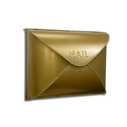 NACH Wall Mount Mailboxes for Outside, 12.5 x 5 x 10 inch Antique Brass Wall Mailboxes for Outside, Waterproof Mailboxes for Outside - Envelope Mailbox - Image 1