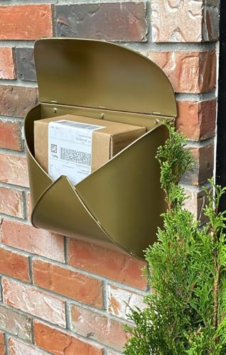 NACH Wall Mount Mailboxes for Outside, 12.5 x 5 x 10 inch Antique Brass Wall Mailboxes for Outside, Waterproof Mailboxes for Outside - Envelope Mailbox - Image 3