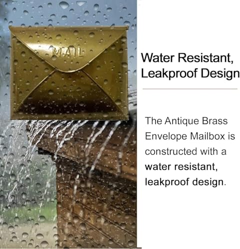 NACH Wall Mount Mailboxes for Outside, 12.5 x 5 x 10 inch Antique Brass Wall Mailboxes for Outside, Waterproof Mailboxes for Outside - Envelope Mailbox - Image 2
