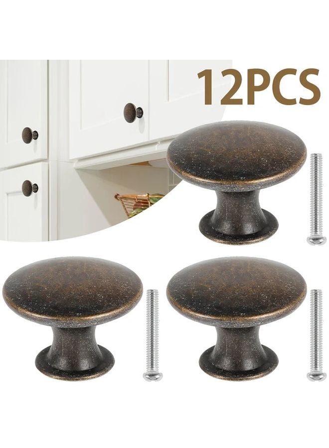 12PCS Antique Bronze Cabinet Knobs Zinc Alloy Vintage Pulls For Dressers Closets - Image 3