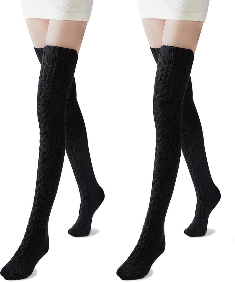 Pcavin Women's Thigh High Socks Over the Knee Cable Knit Boot Socks, Long Warm Fashion Leg Warmers Winter - Image 2