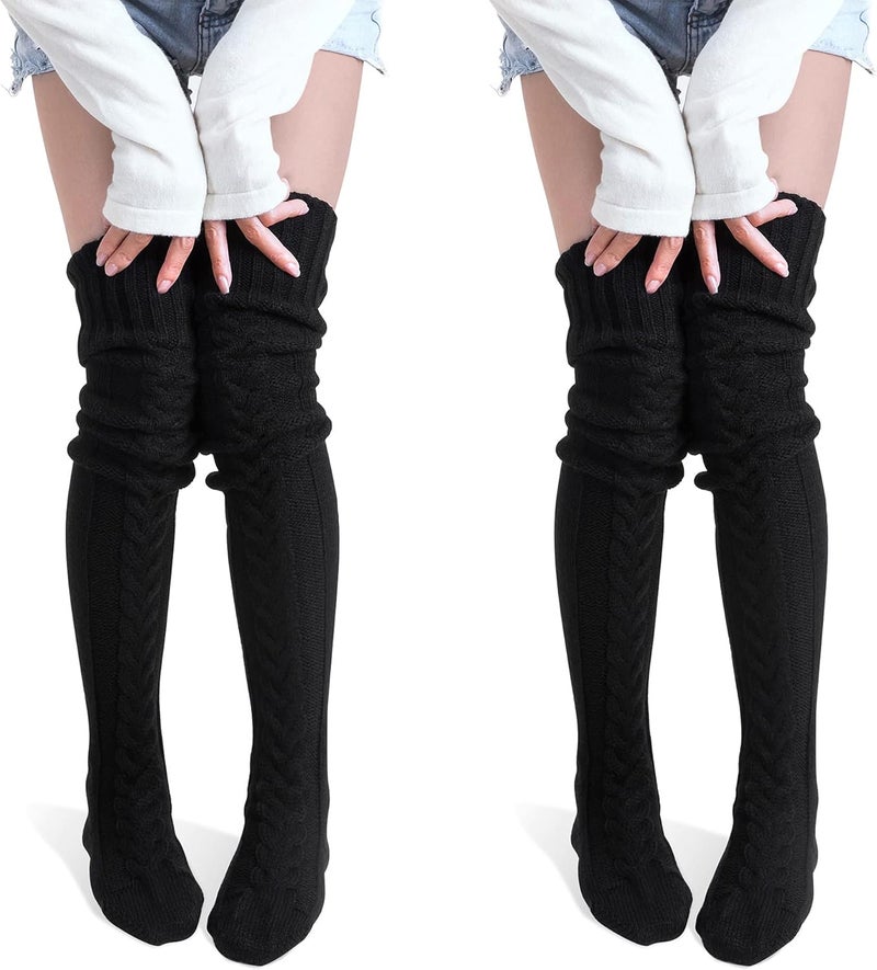 Pcavin Women's Thigh High Socks Over the Knee Cable Knit Boot Socks, Long Warm Fashion Leg Warmers Winter - Image 1
