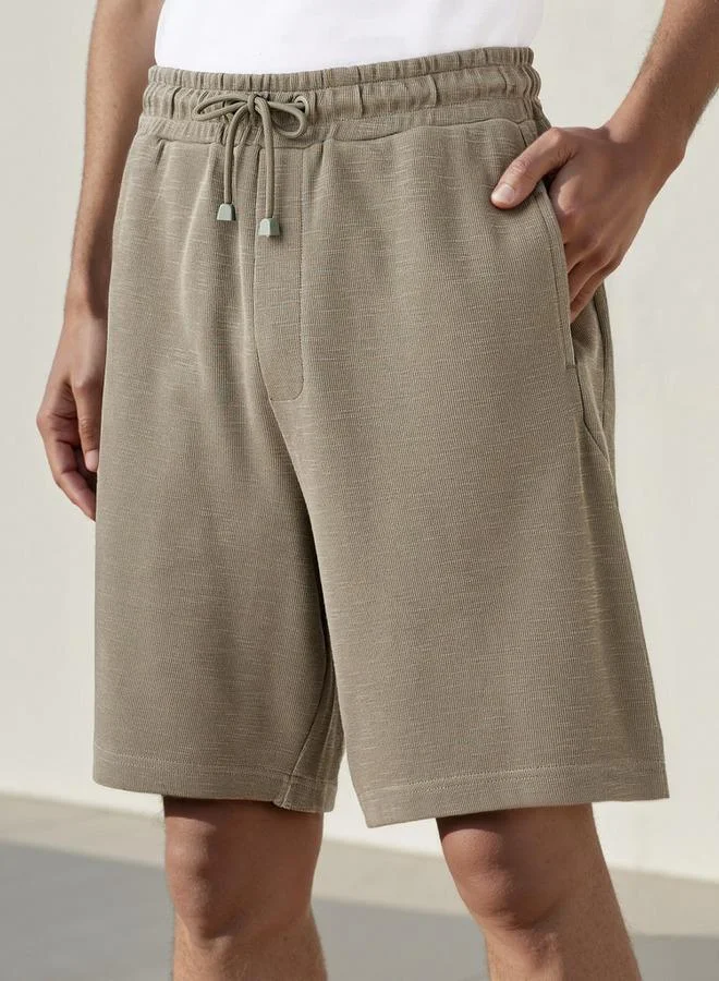 Lee Cooper Logo Applique Shorts with Drawstring Closure