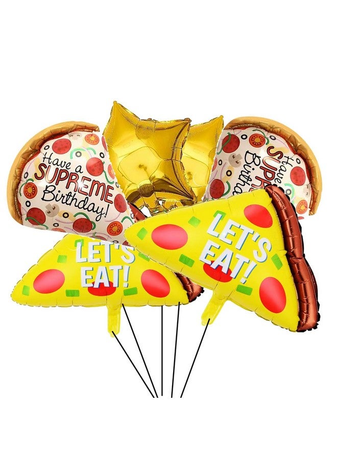 DYT 6PCS Pizza Foil Balloons Pizza Mylar Foil Balloon for Pizzaria Themed Birthday Decorations Supplies - Image 1