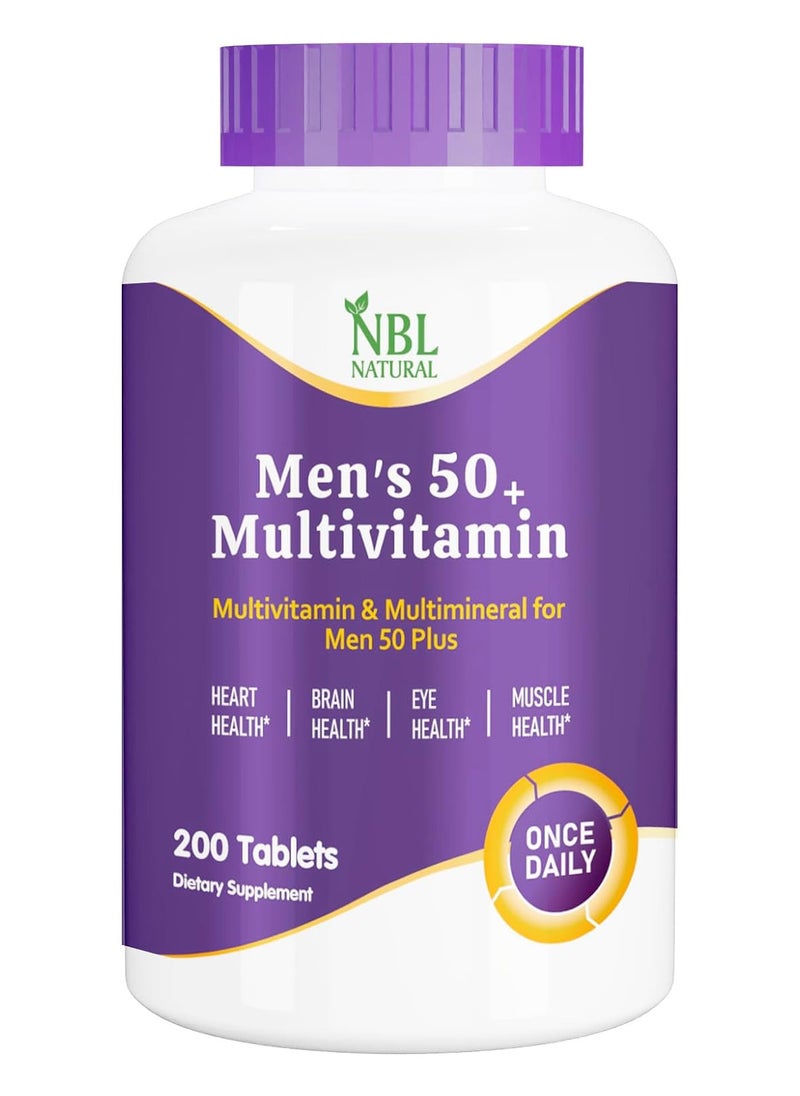 NBL Natural - NBL Natural Multivitamin for Men  over 50  years Plus, Multimineral Supplement Supports Memory and Cognition  200 Tablets - Image 1