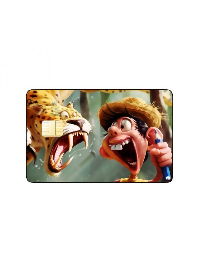 RKN PRINTED BANK CARD STICKER Cute Boy Drawing With Cheetah - Image 1