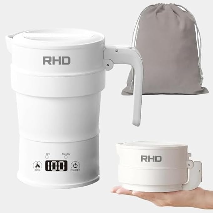RHD 07L Foldable Electric Kettle Portable Camping Kettle With RealTime Temperature Display Collapsible Travel Kettle Outdoor Camping Silicone Kettle Fast Heating - Image 1