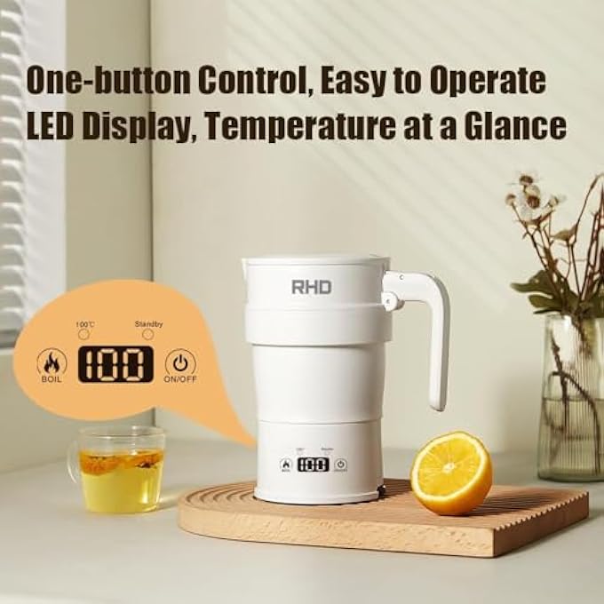 RHD 07L Foldable Electric Kettle Portable Camping Kettle With RealTime Temperature Display Collapsible Travel Kettle Outdoor Camping Silicone Kettle Fast Heating - Image 2