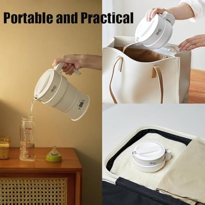 RHD 07L Foldable Electric Kettle Portable Camping Kettle With RealTime Temperature Display Collapsible Travel Kettle Outdoor Camping Silicone Kettle Fast Heating - Image 3