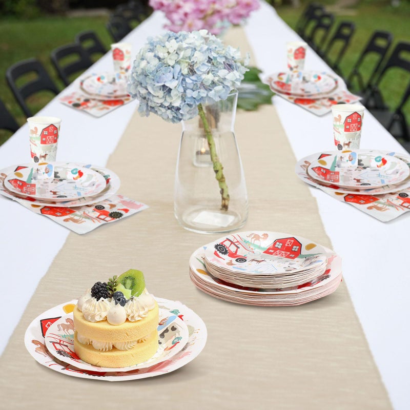 FoldTier 100 Pcs Farm Animal Theme Party Plates Set, Including 25 Pack 9 Inch and 7 Inch Farm Paper Plates, 25 Disposable Napkins and 25 Paper Cups, Fit for Birthday Decorations, Baby Showers - Image 5