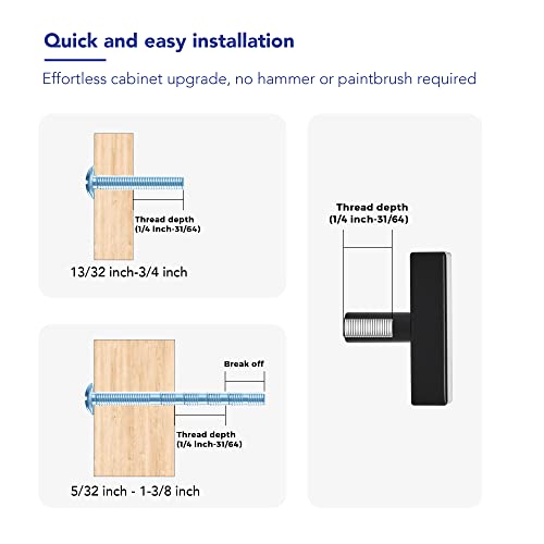Ravinte Hardware 10 Pack 2 Inch Matte Black Cabinet Handles, Square Kitchen Hardware for Cabinets & Drawers, Stainless Steel Pulls with Single Hole Knobs - Image 3