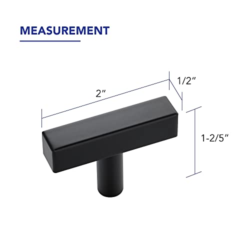 Ravinte Hardware 10 Pack 2 Inch Matte Black Cabinet Handles, Square Kitchen Hardware for Cabinets & Drawers, Stainless Steel Pulls with Single Hole Knobs - Image 2