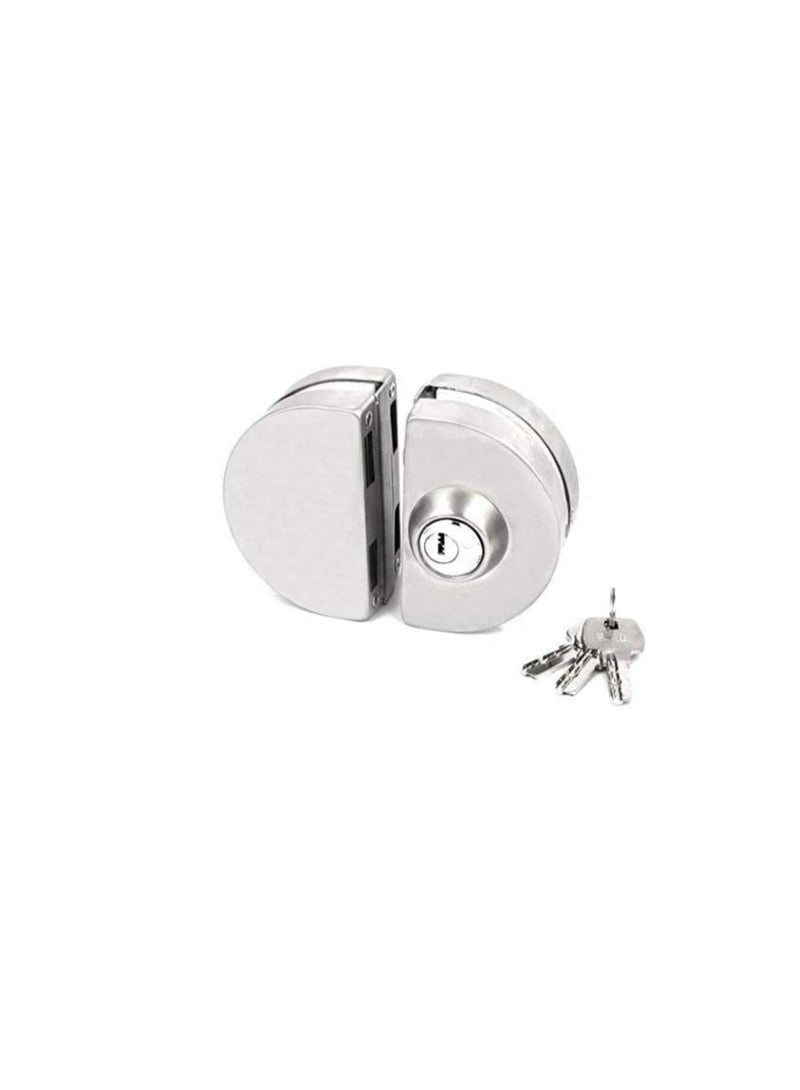 Semi Circle Glass Door Lock with 3 Brass Wave Keys  - Image 2